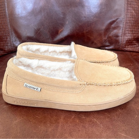 Bearpaw Angel Genuine Suede Wool Blend Lined Moccasin Slipper Shoes - Picture 6 of 12